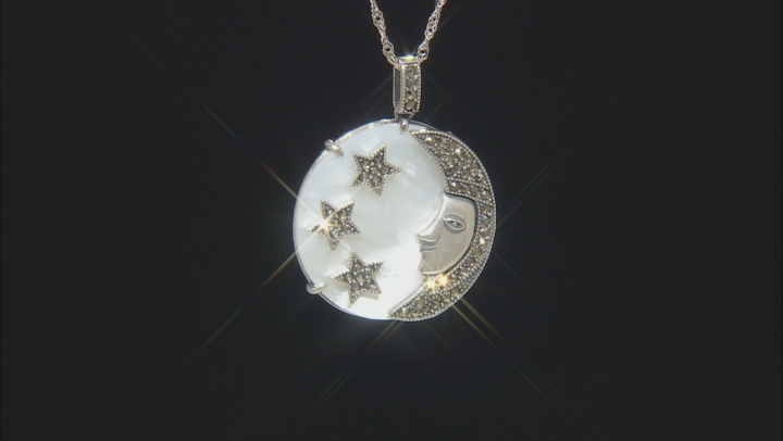 White Mother-Of-Pearl Rhodium Over Silver Pendant with Chain Video Thumbnail
