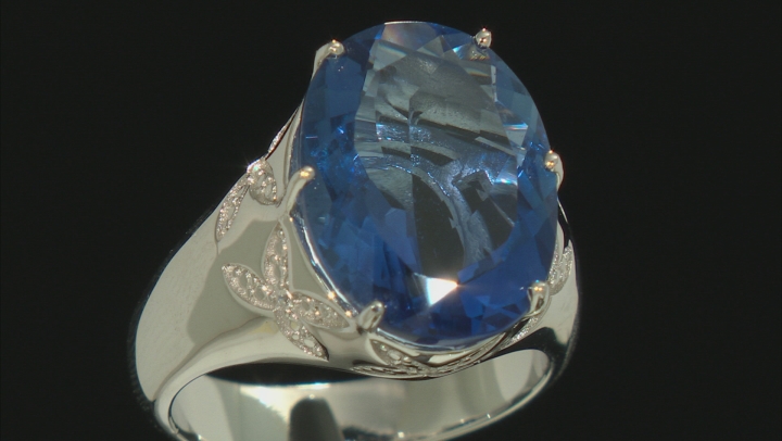 Blue Color Shift Fluorite Rhodium Over Silver Ring 8.53ctw Video Thumbnail