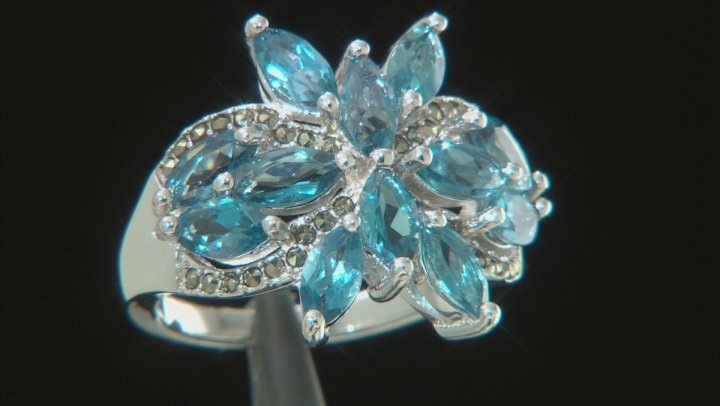 London Blue Topaz Rhodium Over Sterling Silver Ring 3.73ctw Video Thumbnail