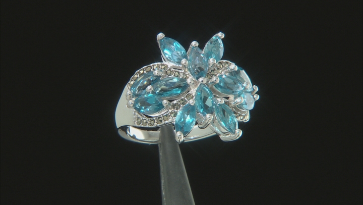 London Blue Topaz Rhodium Over Sterling Silver Ring 3.73ctw Video Thumbnail