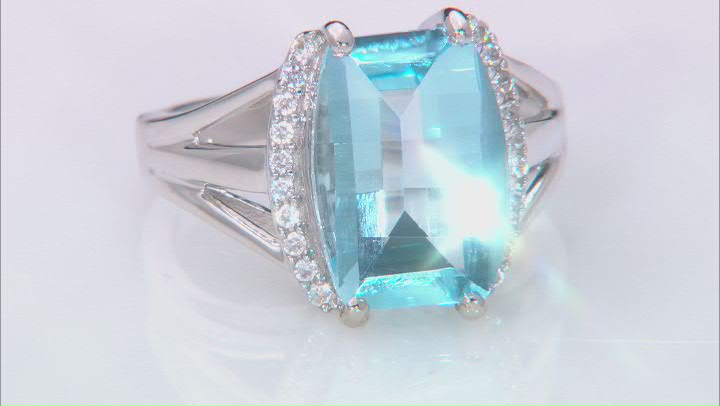 Blue Glacier Topaz Rhodium Over Sterling Silver Ring 7.70ctw Video Thumbnail