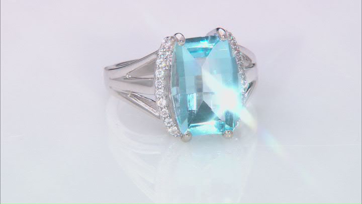 Blue Glacier Topaz Rhodium Over Sterling Silver Ring 7.70ctw Video Thumbnail