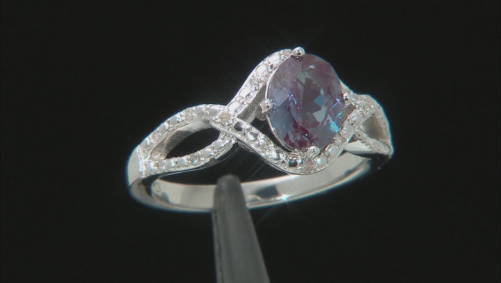 Blue lab created alexandrite rhodium over sterling silver ring 1.30ctw Video Thumbnail