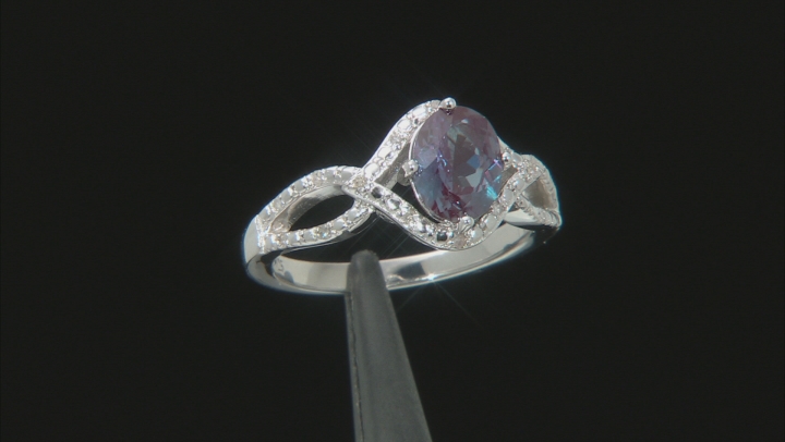 Blue lab created alexandrite rhodium over sterling silver ring 1.30ctw Video Thumbnail
