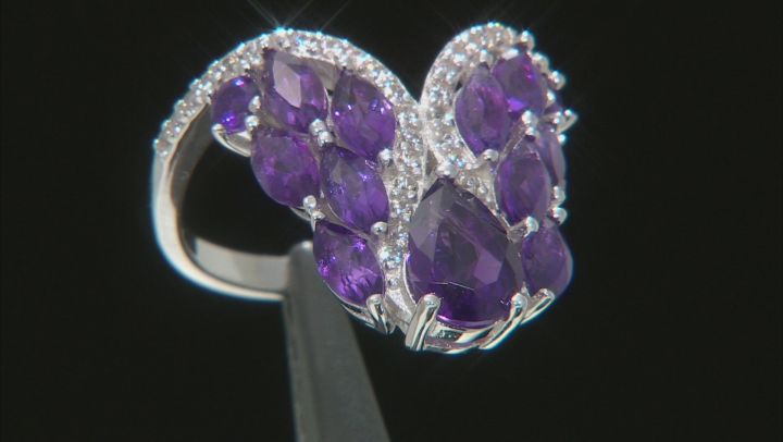Purple Amethyst Rhodium Over Silver Ring 3.70ctw Video Thumbnail