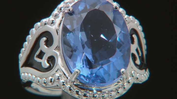 Blue Color Change Fluorite Rhodium Over Silver Ring 10.36ct Video Thumbnail