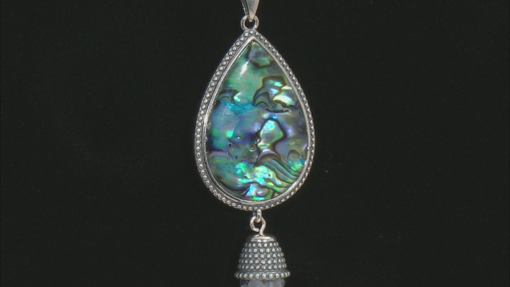 Multi-color Abalone Shell Rhodium Over Sterling Silver Pendant with Chain Video Thumbnail