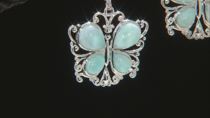 Blue Larimar Rhodium Over Silver Butterfly Earrings Video Thumbnail