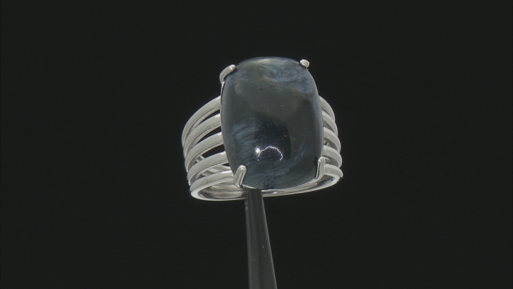 Blue Pietersite Rhodium Over Sterling Silver Solitaire Ring Video Thumbnail