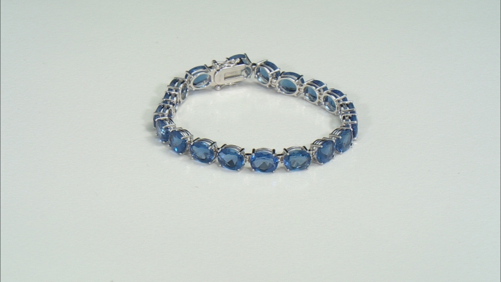 Blue Color Change Fluorite Rhodium Over Sterling Silver Bracelet 31.50ctw Video Thumbnail