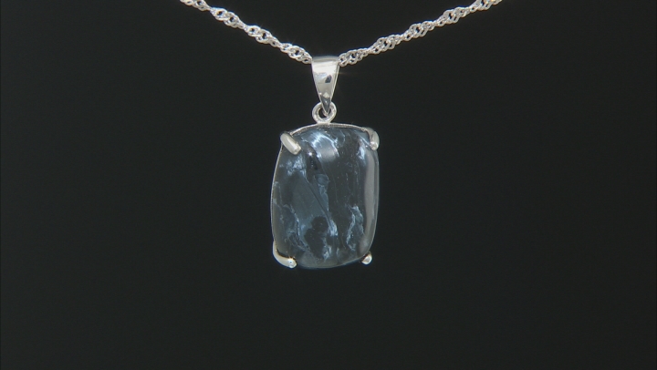 Blue Pietersite Rhodium Over Silver Pendant With Chain Video Thumbnail