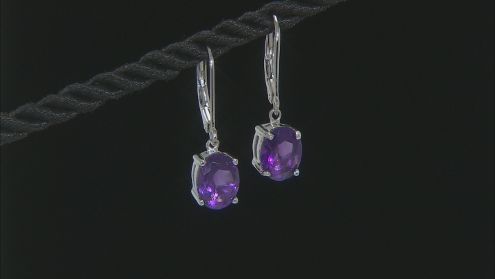 Purple Amethyst Rhodium Over Sterling Silver Dangle Earrings 2.72ctw