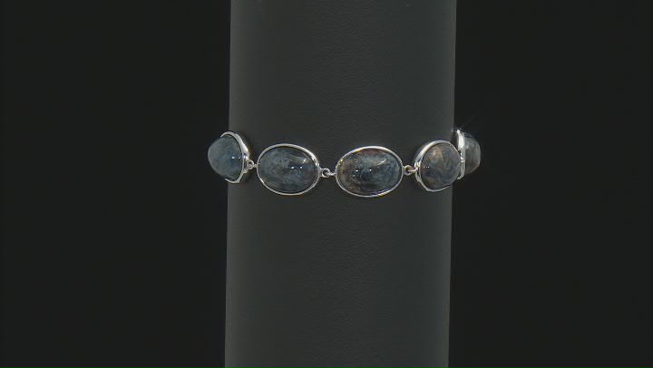 Blue Pietersite Rhodium Over Sterling Silver Bracelet Video Thumbnail