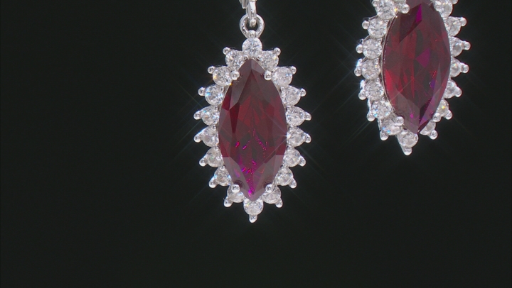 Red Lab Created Ruby Rhodium Over Silver Earrings 6.98ctw Video Thumbnail
