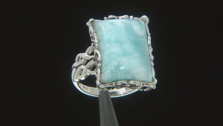Blue Larimar Sterling Silver Solitaire Ring Video Thumbnail