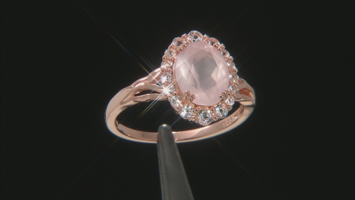 Pink Rose Quartz 18k Rose Gold Over Silver Ring .54ctw Video Thumbnail