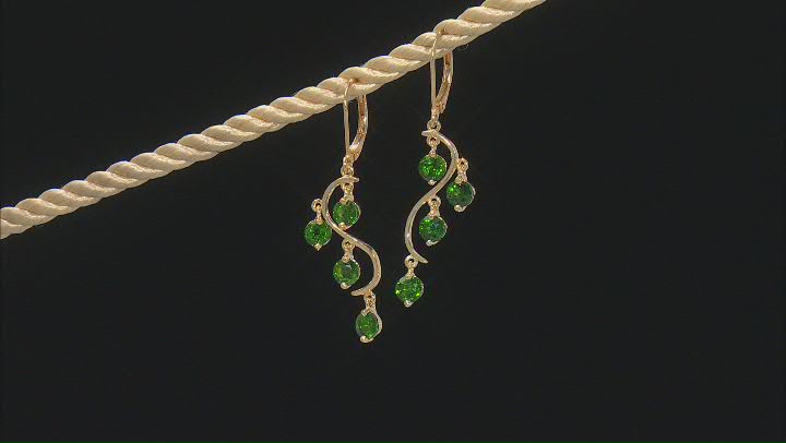 Green Chrome Diopside 18K Yellow Gold Over Sterling Silver Dangle Earrings 2.30ctw Video Thumbnail