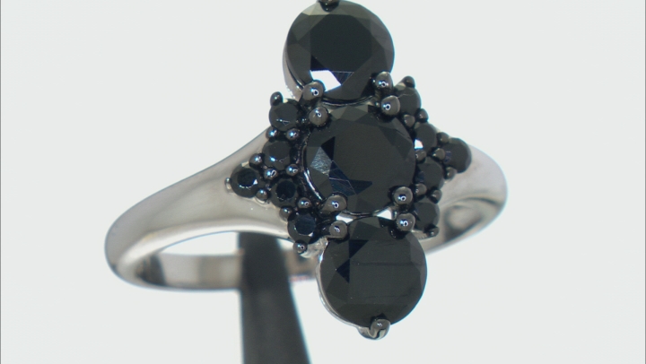 Black Spinel Rhodium Over Sterling Silver Ring 2.93ctw Video Thumbnail