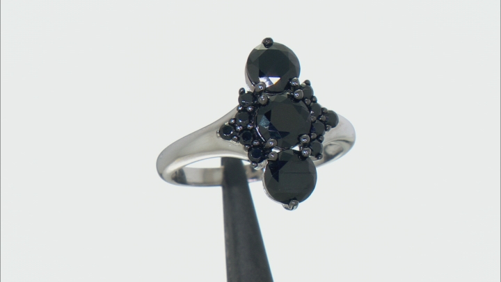 Black Spinel Rhodium Over Sterling Silver Ring 2.93ctw Video Thumbnail