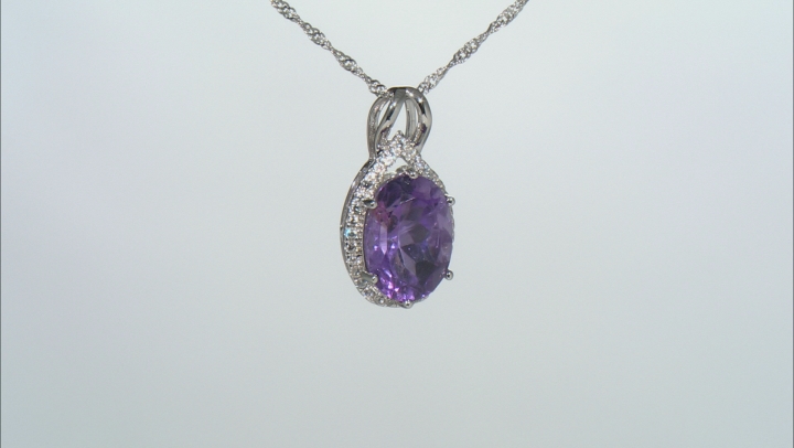Purple Amethyst Rhodium Over Sterling Silver Pendant With Chain 5.65ctw Video Thumbnail