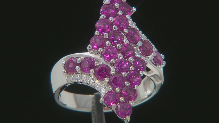 Purple Rhodolite Rhodium Over Sterling Silver Ring 2.97ctw Video Thumbnail