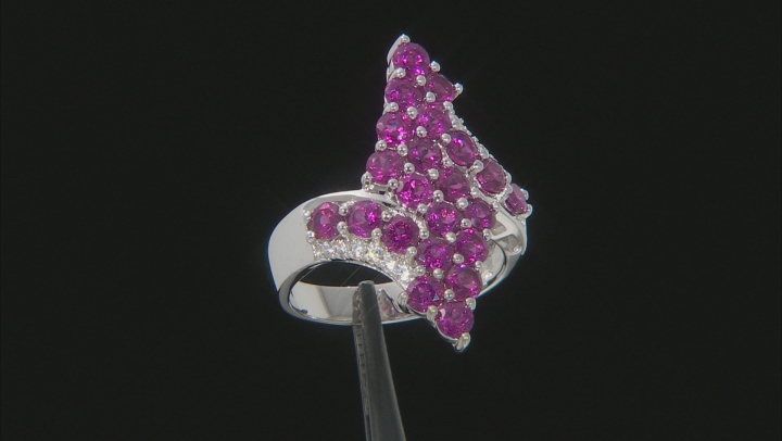 Purple Rhodolite Rhodium Over Sterling Silver Ring 2.97ctw Video Thumbnail