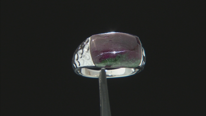 Red Ruby-in-Zoisite Rhodium Over Silver Band Ring Video Thumbnail