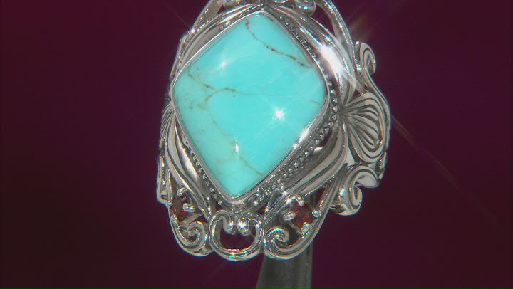 Blue Composite Turquoise Rhodium Over Silver Ring .18ctw Video Thumbnail