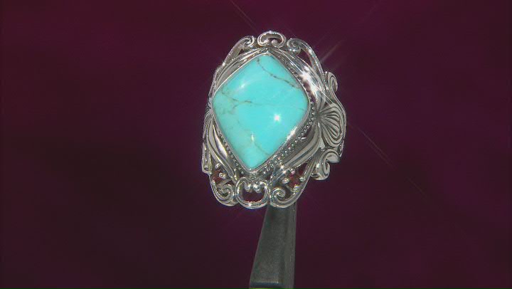 Blue Composite Turquoise Rhodium Over Silver Ring .18ctw Video Thumbnail
