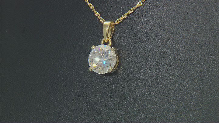 Moissanite 14k Yellow Gold Over Silver Solitaire Pendant 5.37ct DEW Video Thumbnail