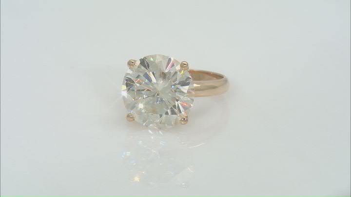 Moissanite 14k Yellow Gold Solitaire Ring 10.34ct D.E.W Video Thumbnail