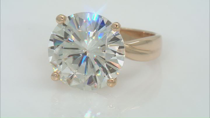 Moissanite 14k Yellow Gold Solitaire Ring 12.00ct D.E.W Video Thumbnail