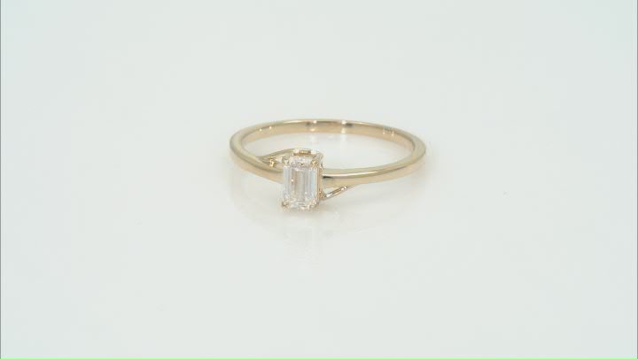 Moissanite 14k Yellow Gold Solitaire Ring .58ct DEW Video Thumbnail