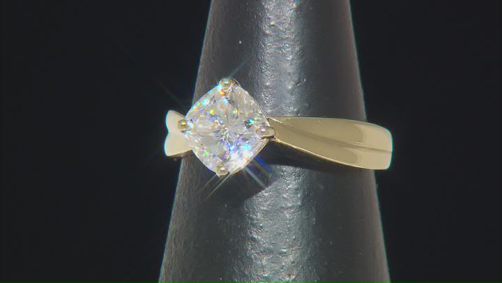 Moissanite 14k Yellow Gold Solitaire Ring 1.70ct D.E.W Video Thumbnail