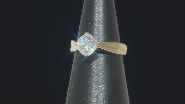 Moissanite 14k Yellow Gold Solitaire Ring 1.70ct D.E.W Video Thumbnail