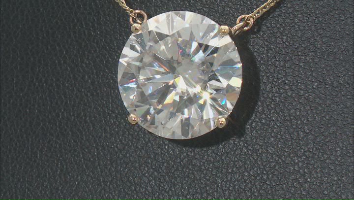 Moissanite 14k Yellow Gold Solitaire Necklace 12.00ct DEW Video Thumbnail