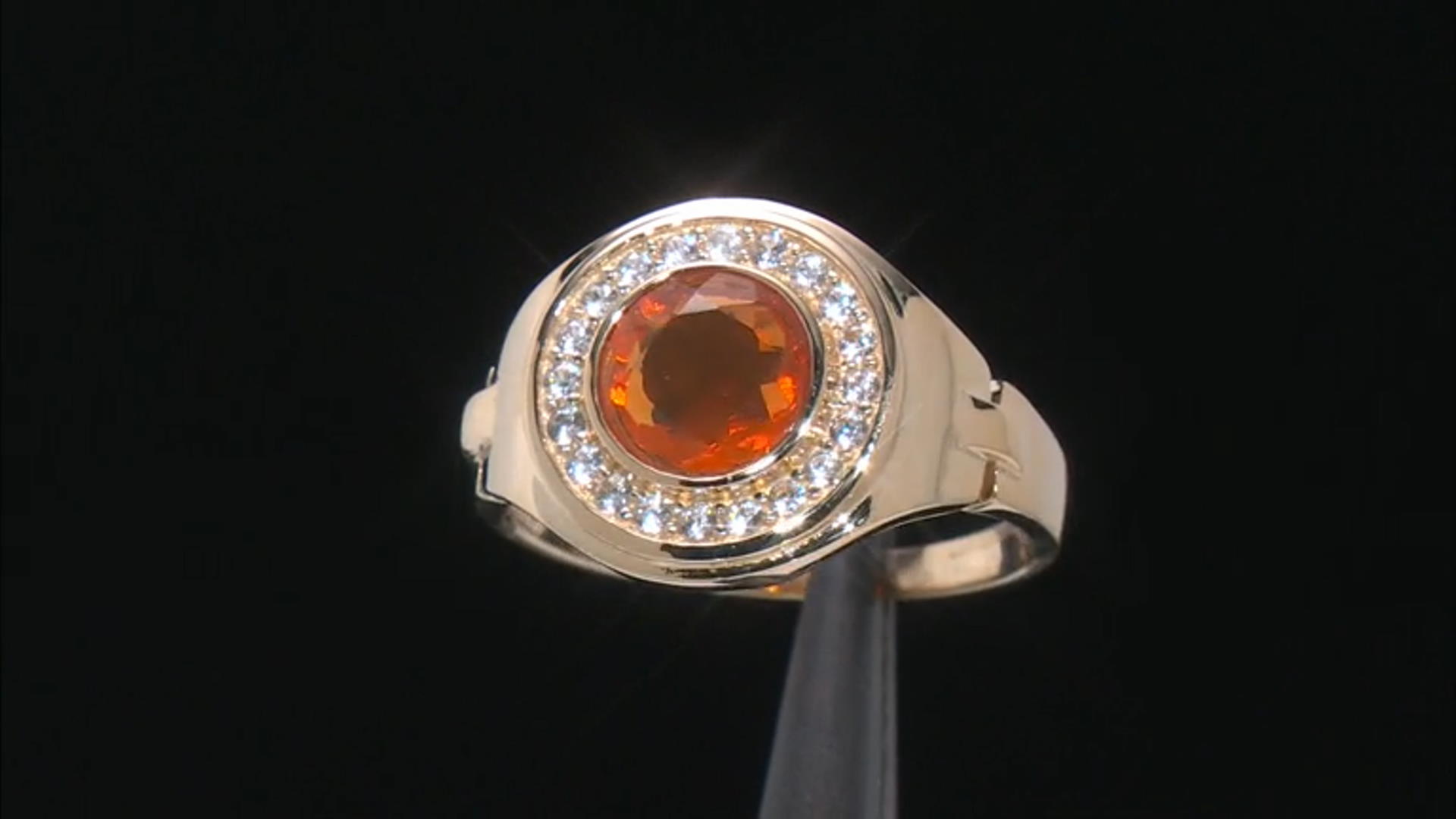 Orange Fire Opal 10K Yellow Gold Men's Ring 1.28ctw Video Thumbnail