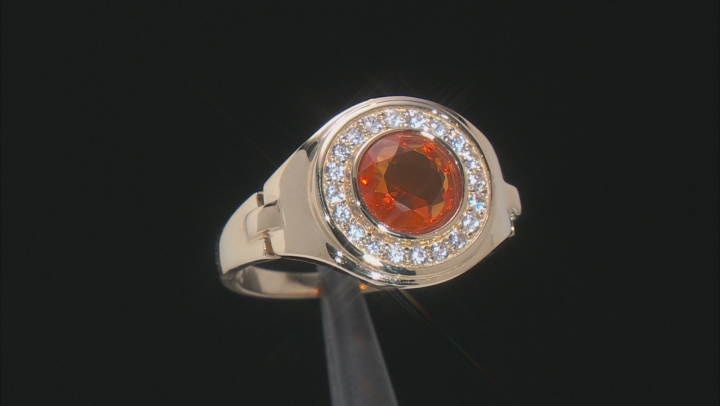 Orange Fire Opal 10K Yellow Gold Men's Ring 1.28ctw Video Thumbnail