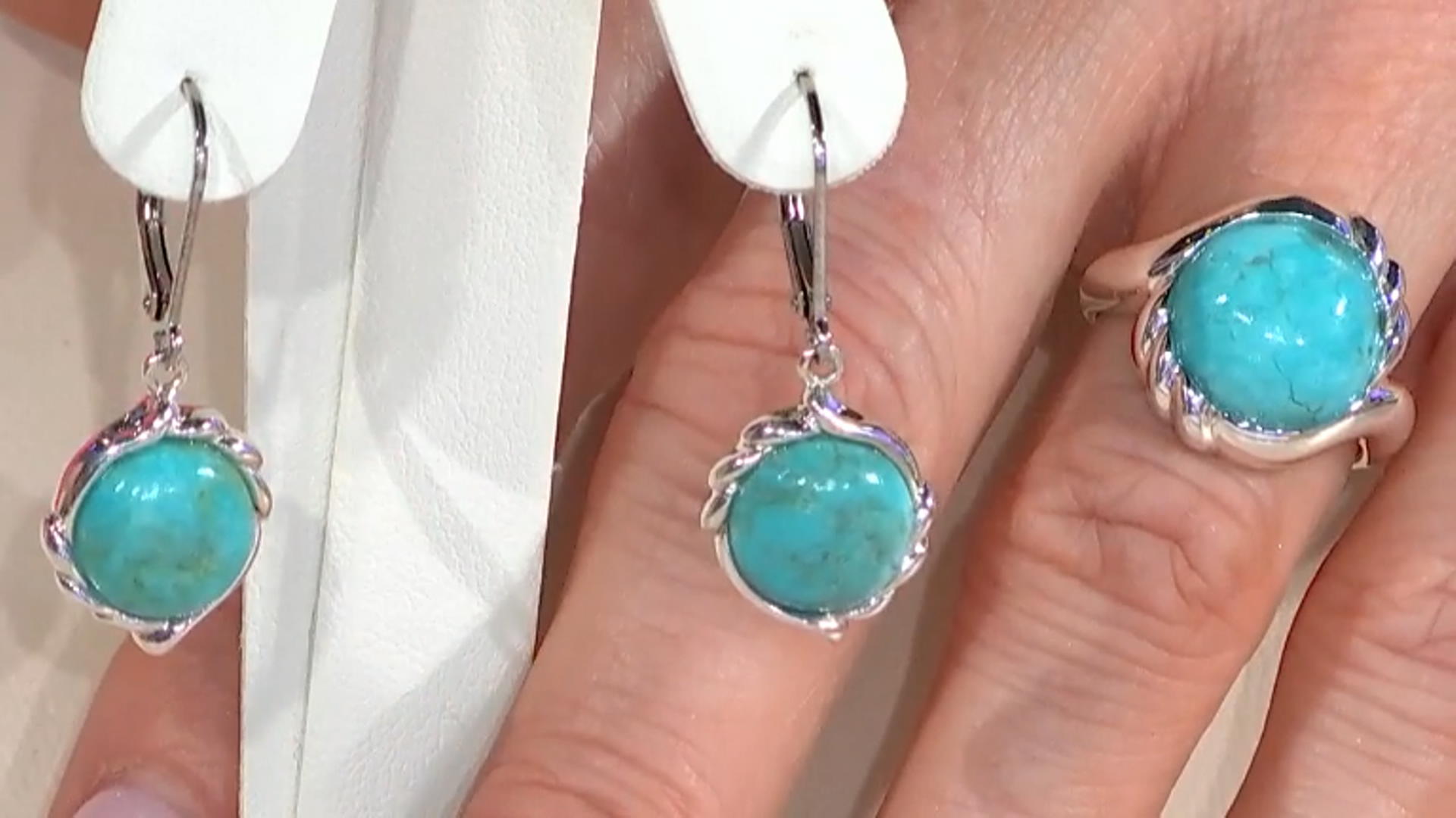 Blue Composite Turquoise Sterling Silver Dangle Earrings Video Thumbnail