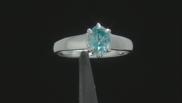 Blue Zircon Rhodium Over Sterling Silver Solitaire Ring 1.48ctw Video Thumbnail