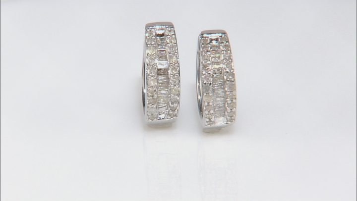 White Diamond Rhodium Over Sterling Silver Earrings 0.50ctw Video Thumbnail