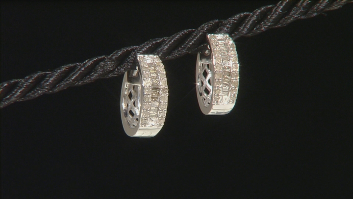 White Diamond Rhodium Over Sterling Silver Earrings 0.50ctw Video Thumbnail