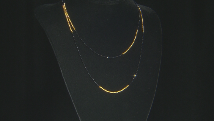 Black Spinel 18k Yellow Gold Over Sterling Silver Bead Necklace Video Thumbnail
