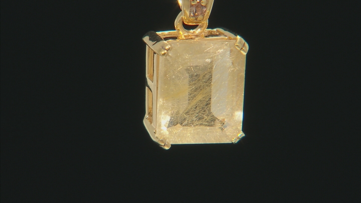 Golden rutilated quartz 18k yellow gold over  silver pendant with chain 4.74ctw Video Thumbnail