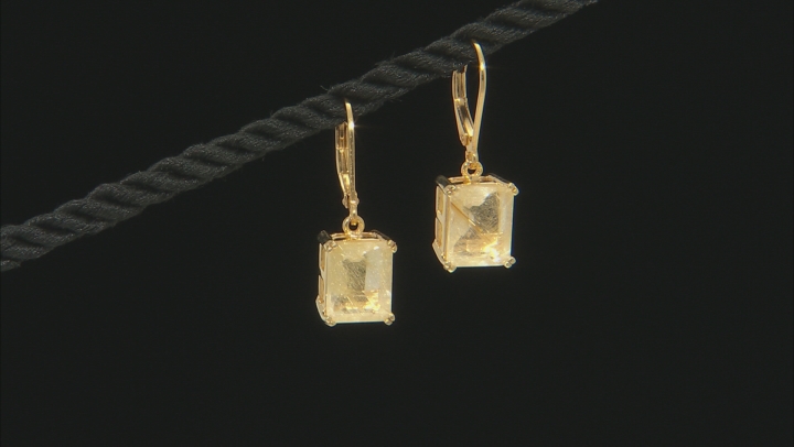 Golden Rutilated Quartz 18k Yellow Gold Over Sterling Silver Dangle Earrings 484ctw Nch009 1739