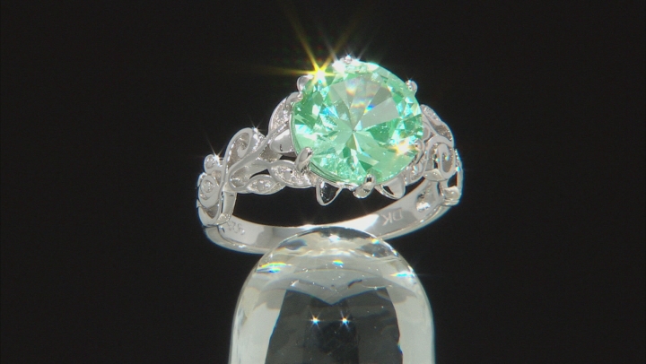 Green Lab Created Spinel Rhodium Over Silver Ring 3.27ct Video Thumbnail