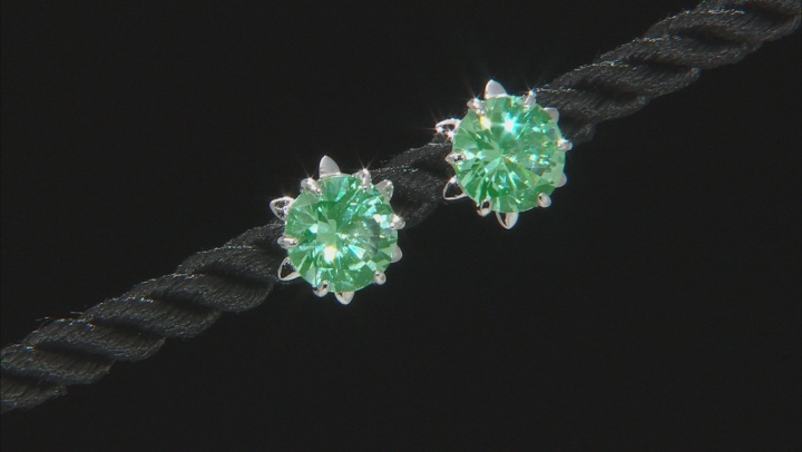 Green Lab Created Spinel Rhodium Over Silver Earrings 3.43ctw Video Thumbnail