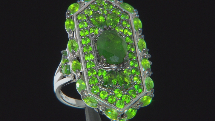 Green Chrome Diopside Rhodium Over Silver Ring 5.36ctw Video Thumbnail