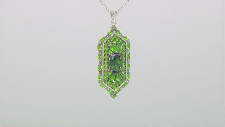 Green Chrome Diopside Rhodium Over Silver Pendant With Chain 4.76ctw Video Thumbnail
