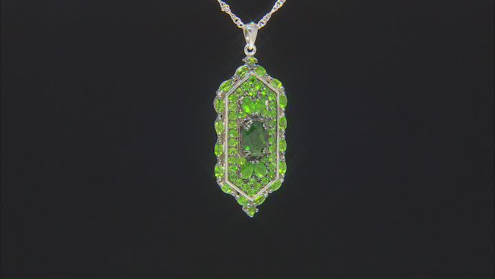 Green Chrome Diopside Rhodium Over Silver Pendant With Chain 4.76ctw Video Thumbnail